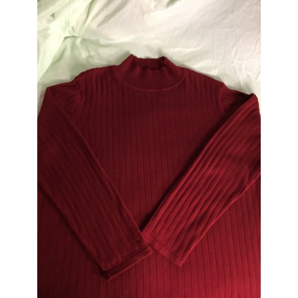 Westbound II Red Ribbed 100% Cotton Turtleneck Sweater 2X Long Sleeve Womens Top - Picture 4 of 7